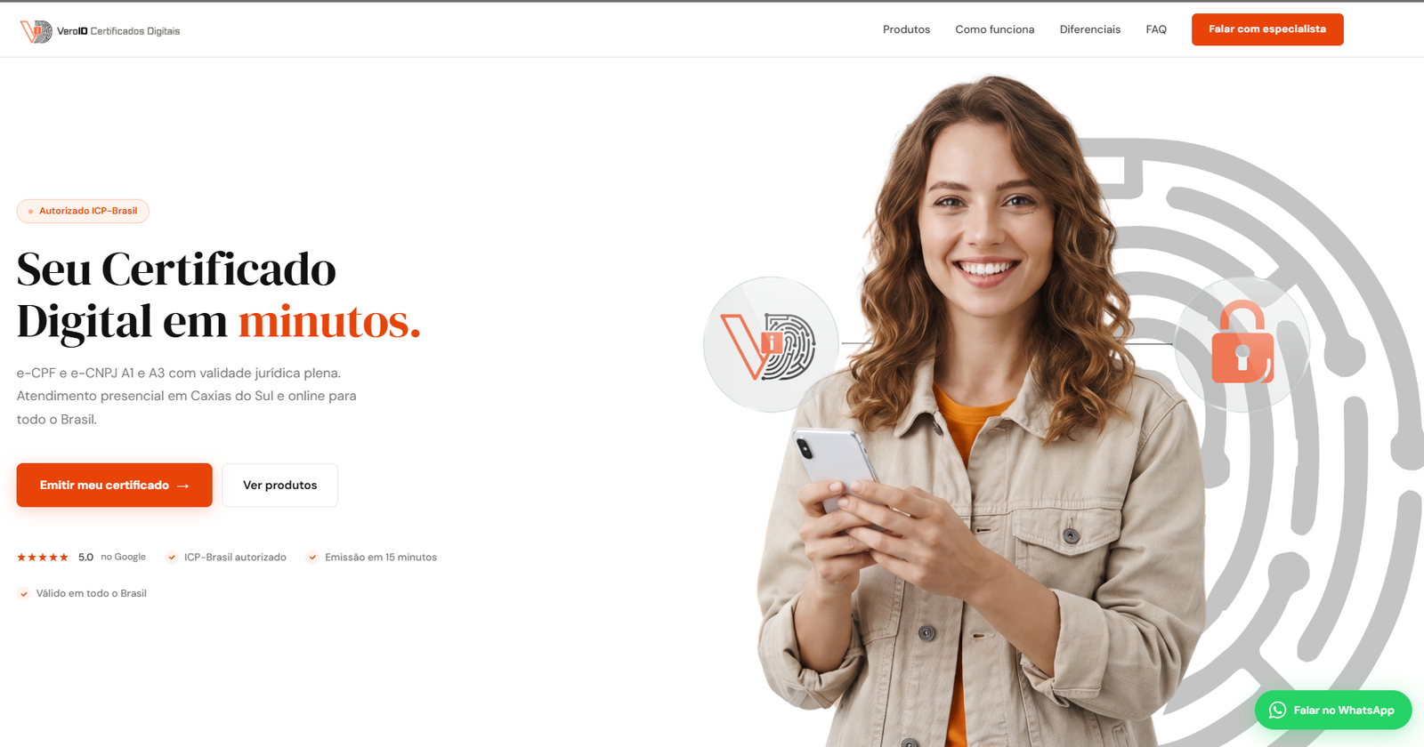 Projeto VeroID Certificados Digitais exibido em um notebook
